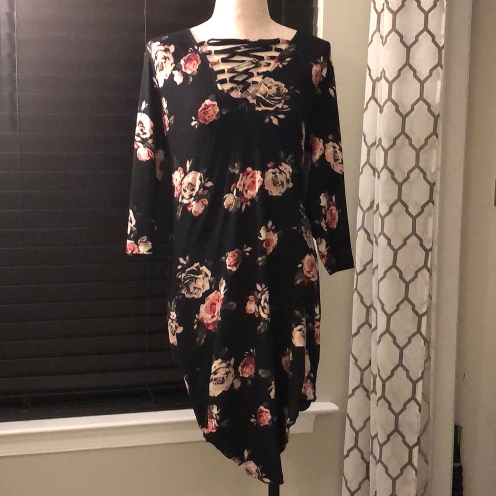 Black spandex dress with fun details